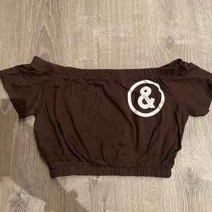 Untitled & Co. Brown Off The Shoulder Crop Top
